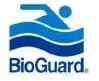 The logo for bioguard shows a person swimming in the water.