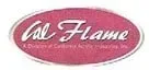 A pink oval with the words cal flame written on it.