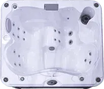 A white hot tub with a lot of bubbles on it.