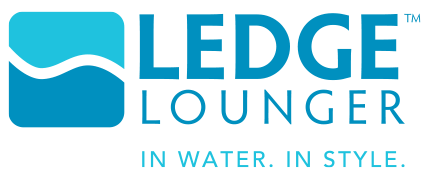 A logo for ledge lounger in water in style