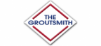 Logo for The Groutsmith, a diamond-shaped emblem with red and white borders and text.