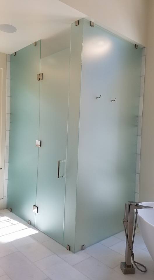 foggy non-see-through shower walls and door