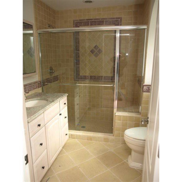 semiframeless with window glass sliding door shower