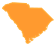 Orange-colored outline of South Carolina.