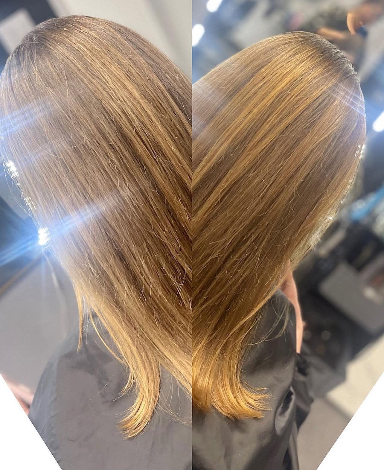 A woman 's hair is in the shape of a heart