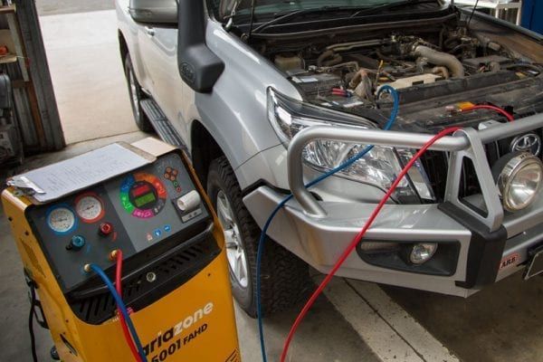 A Car Is Being Inspected by A Machine in A Garage — Marsh Mechanics and Auto Electrical in Maddingley, VIC
