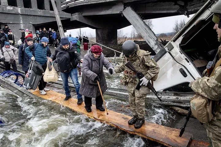 People being rescued amidst Russia Ukraine War