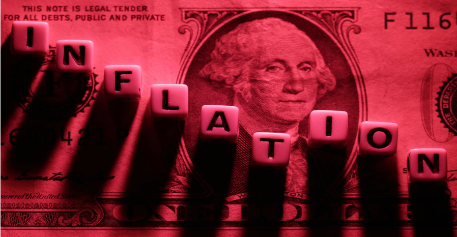 US Dollar note with Inflation written on it