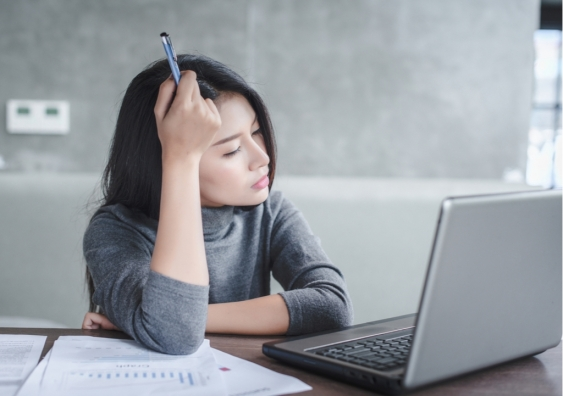 A female employee working from Home