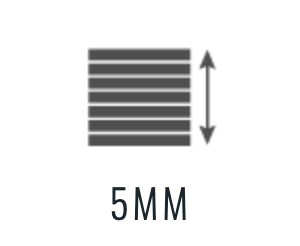 A black and white icon of fencing with a 5mm text