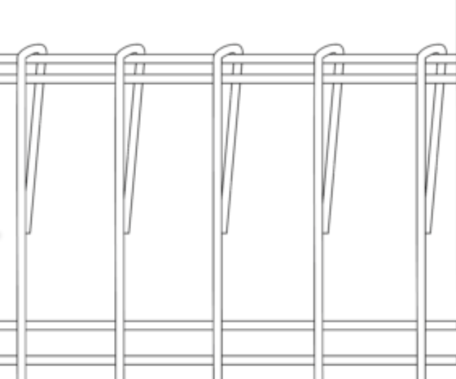 A black and white drawing of a wire fence on a white background.