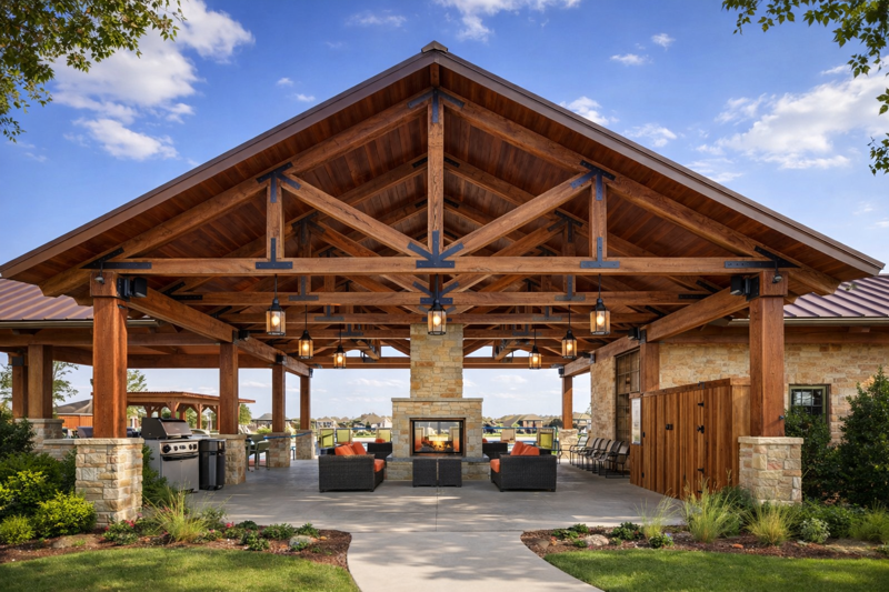 Modern white kitchen with island, pendant lights, and dark wood floors.