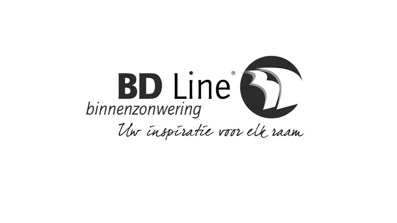 Een zwart-wit logo voor bd line binnenzonwering