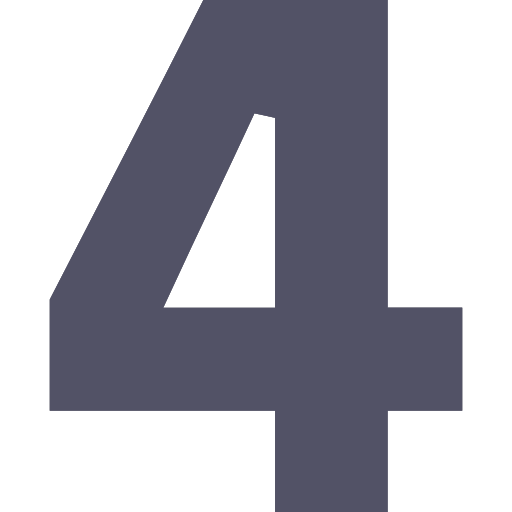 A gray number four on a white background.