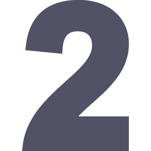 A gray number two on a white background.