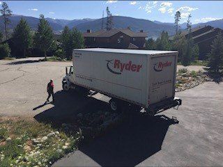 Moving truck in a parking lot