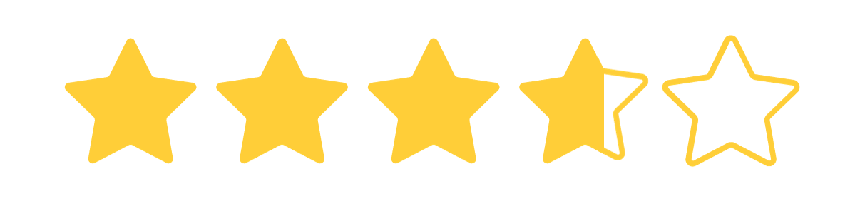 A rating graphic showing three and a half yellow stars out of five.