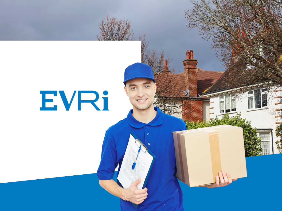 Man with clipboard and package