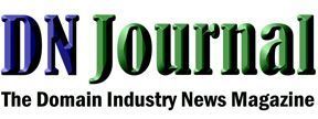 Logo for DN Journal, The Domain Industry News Magazine, with blue 