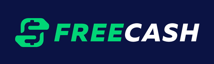 The Freecash logo features a stylized green 