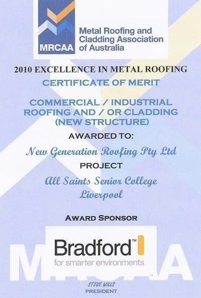 Roofing and cladding certificate