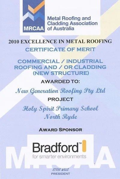 Roofing and cladding certificate