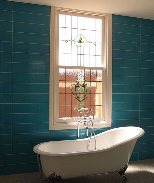 Stain Glass Window on Bathroom — Melbourne, VIC — Arcadia Leadlight & Stained Glass
