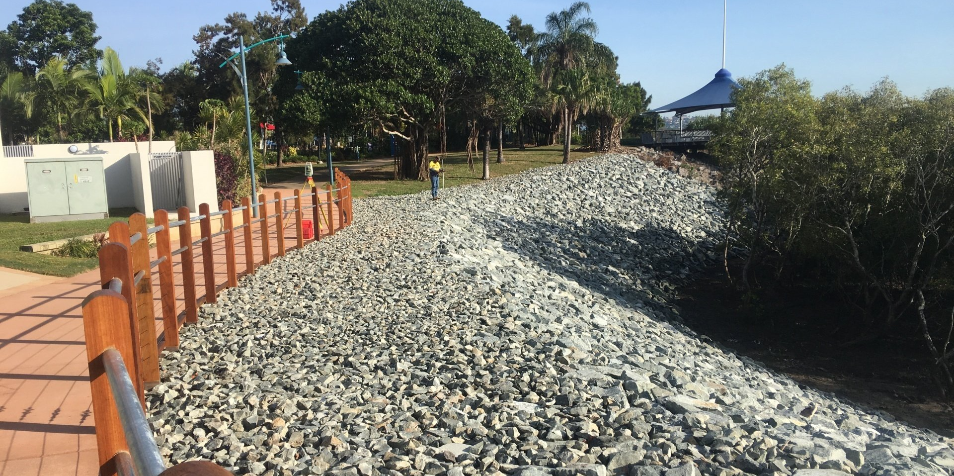 Marine Rockwall Along Roadside — Earthmoving Contractors In Mackay, QLD