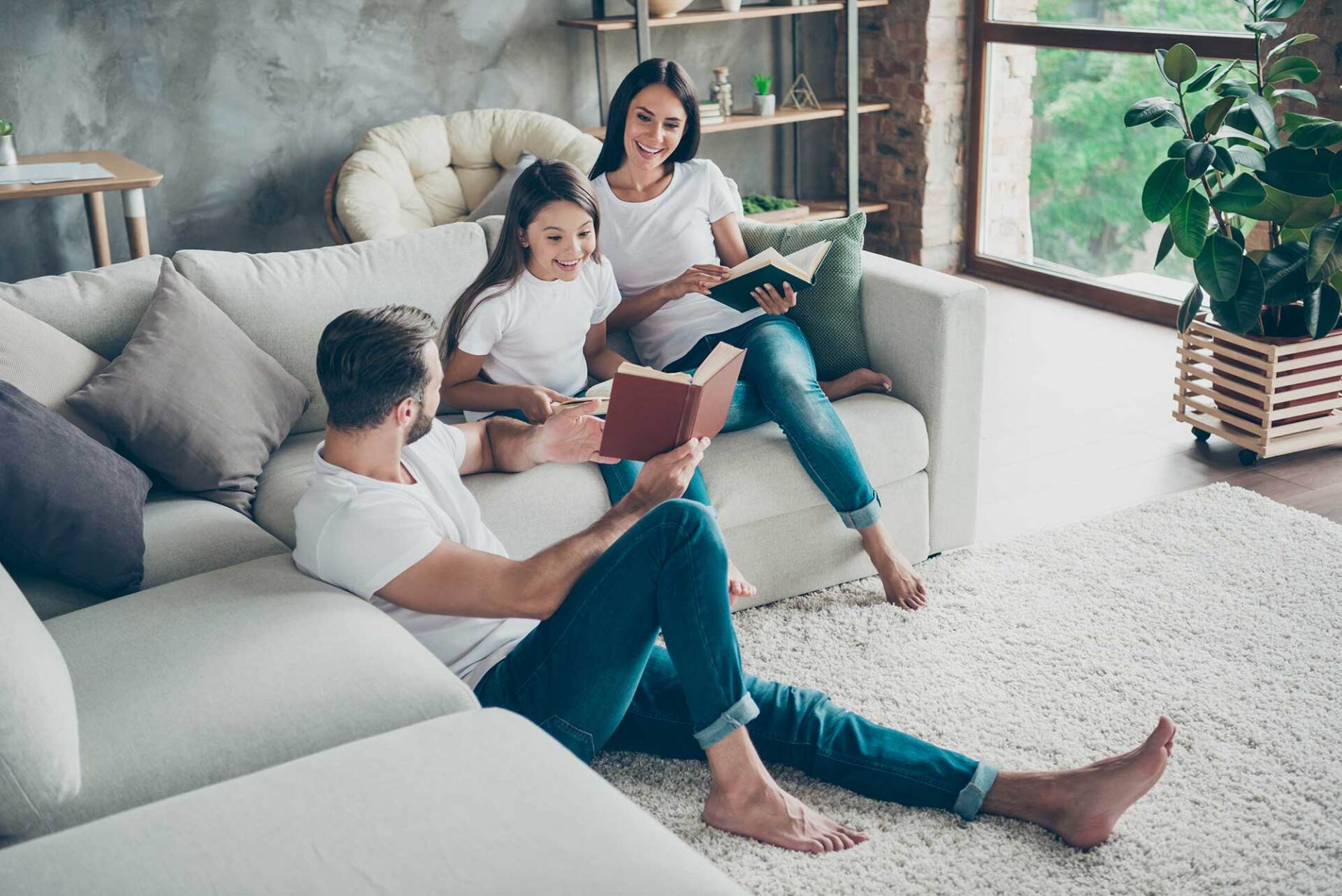 Family Spending Free Time in the Living Room — Olympia, WA — Blue Ribbon Carpet & Upholstery Cleaning