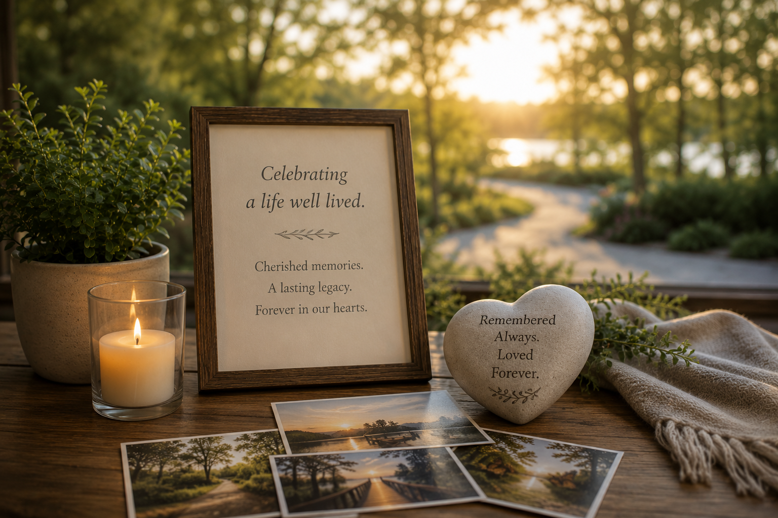 Memorial keepsakes and candle honoring a loved one for cremation services in Allentown, PA.