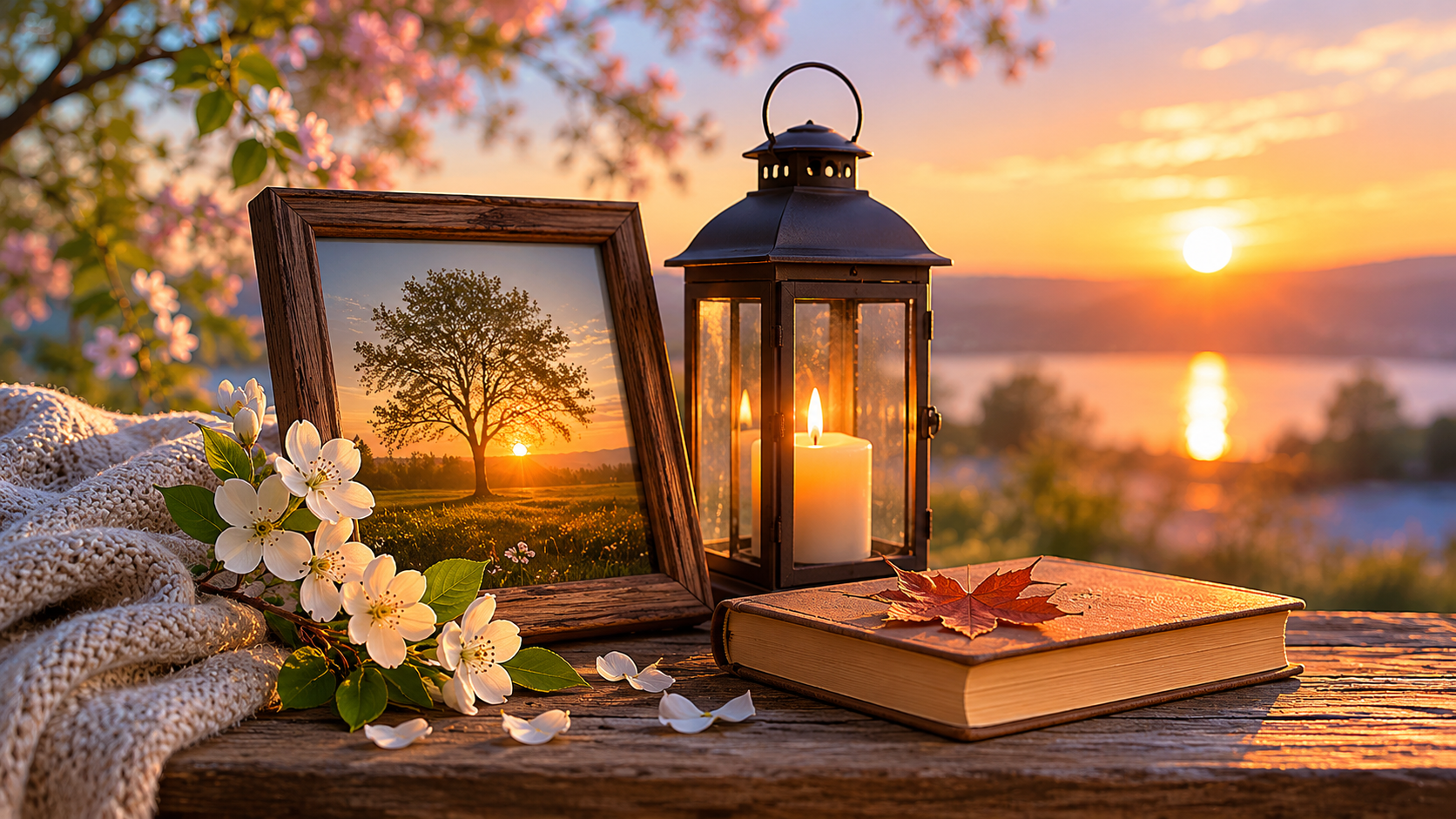 Memorial keepsakes with candle and framed photo near funeral homes in Bethlehem, PA