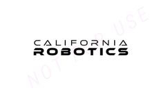 The logo for california robotics is on a white background.