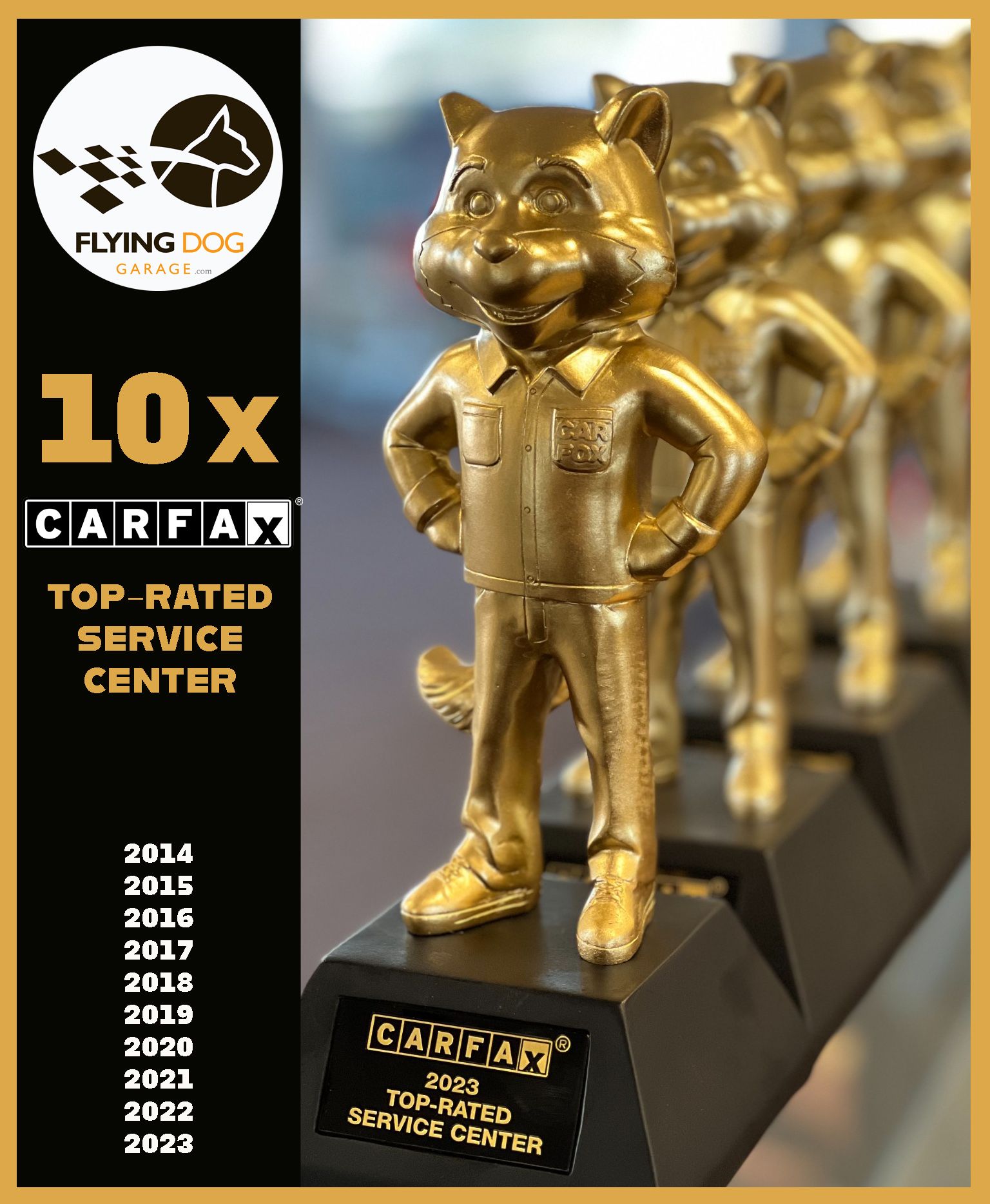 2014 - 2023 CARFAX Top-Rated Service Center | Flying Dog Garage