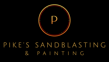 Logo for Pike's Sandblasting & Painting featuring a gold 