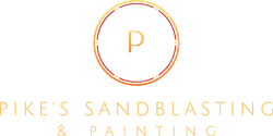 Logo for Pike's Sandblasting & Painting featuring a gold 