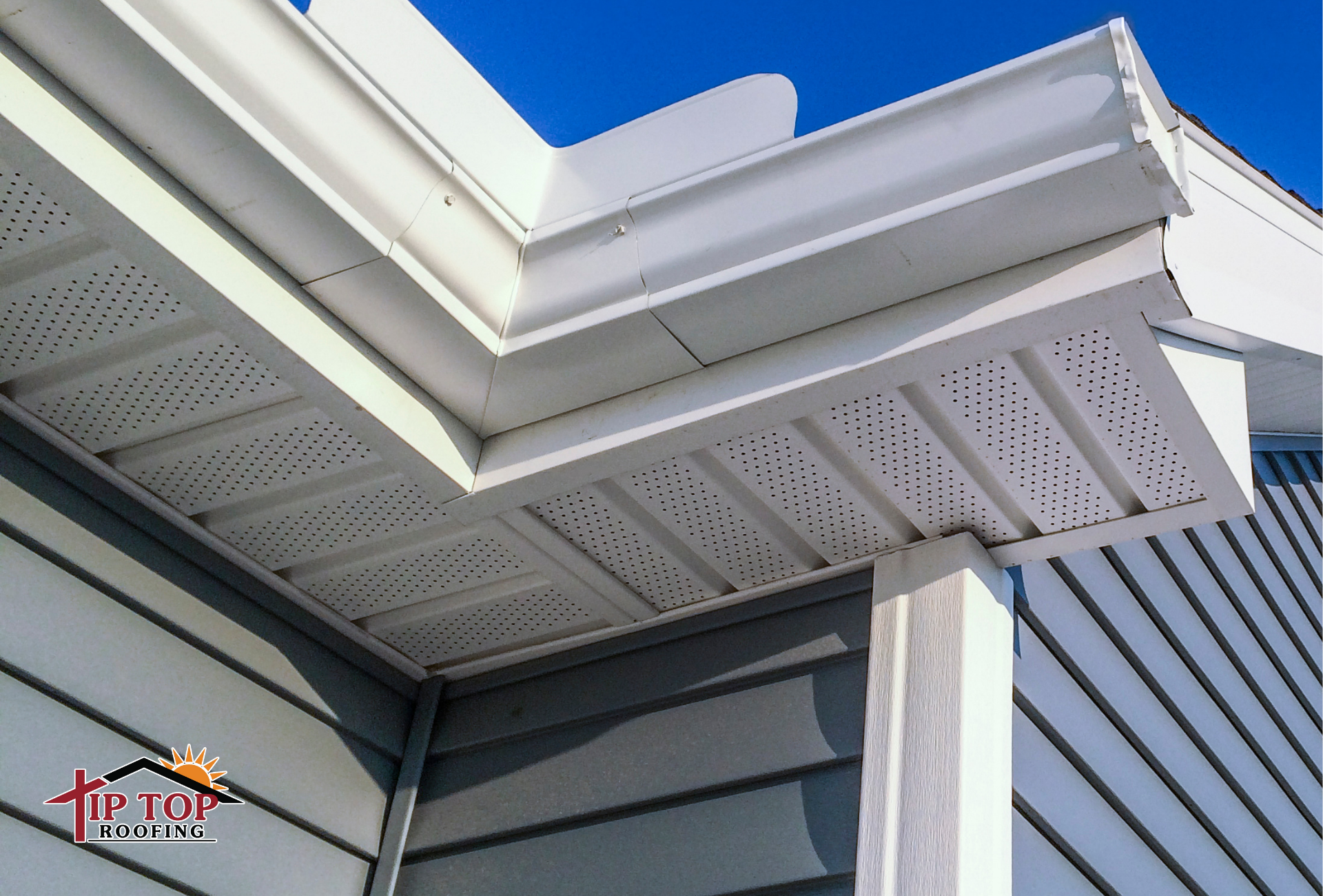 Residential home showing the roof ventilation system beneath the eaves.
