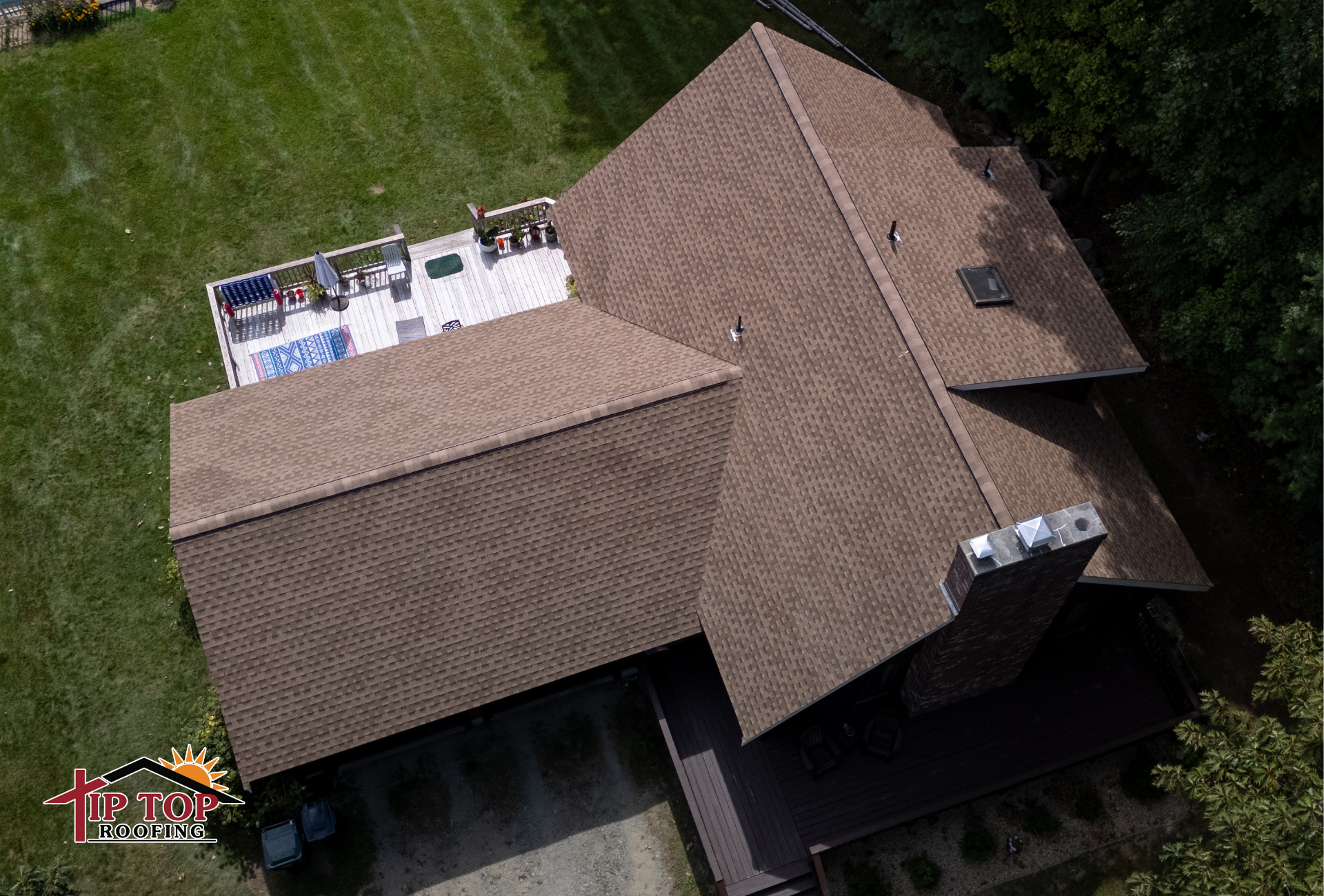 Residential home with a newly installed architectural shingle roof