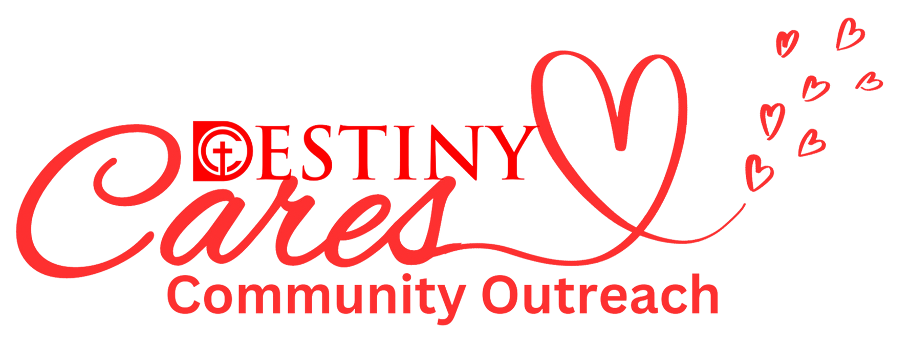 A red logo for destiny cares community outreach