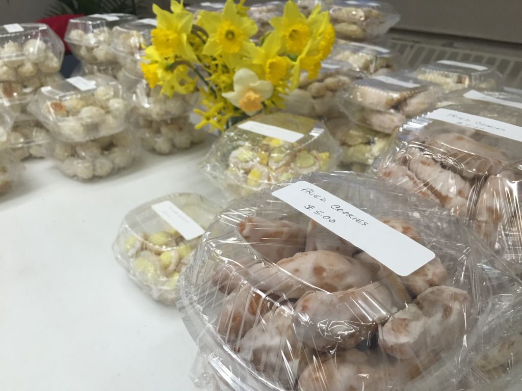 Clear plastic-wrapped fried cookies.