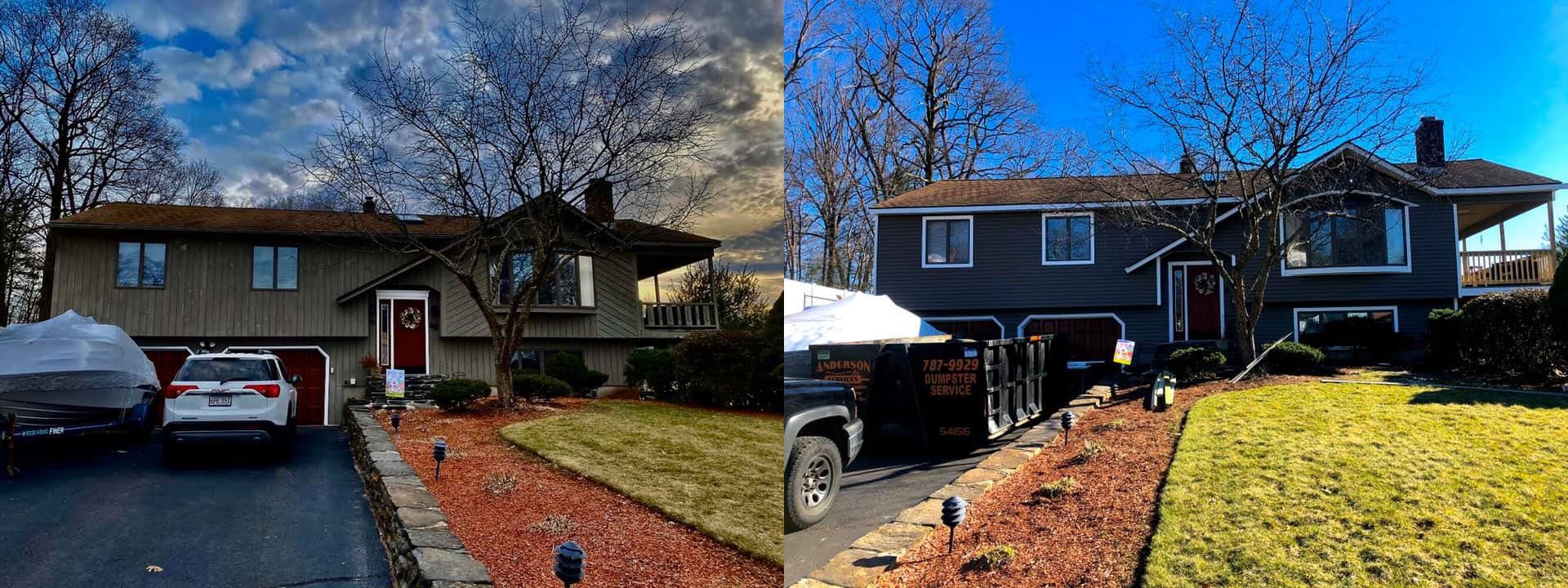 Entire home siding remodel and azek trim around all windows in Westfield, Massachusetts