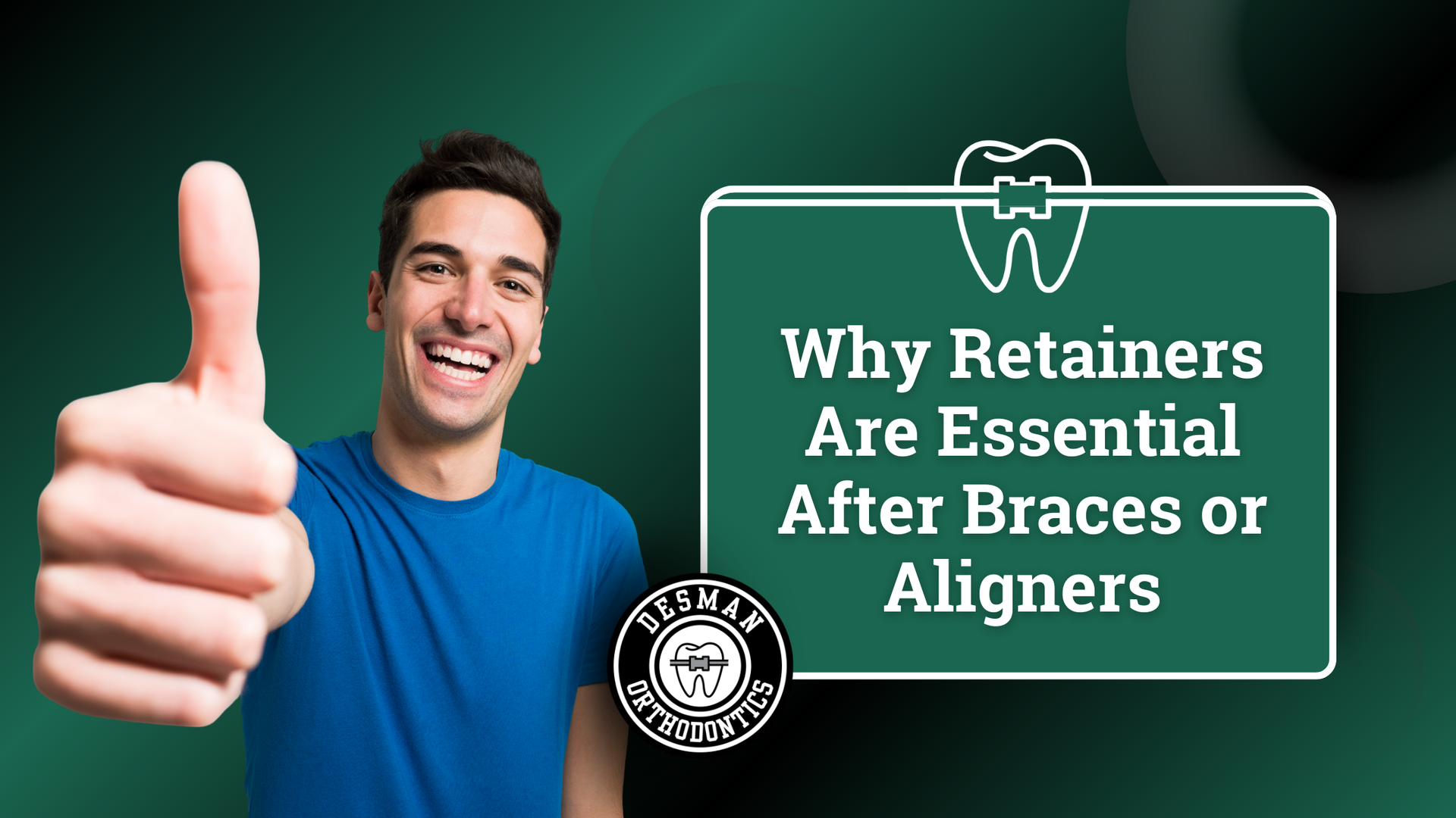 Smiling man gives thumbs up, next to sign: 