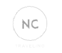 A white logo with the word nc in a circle on a white background.