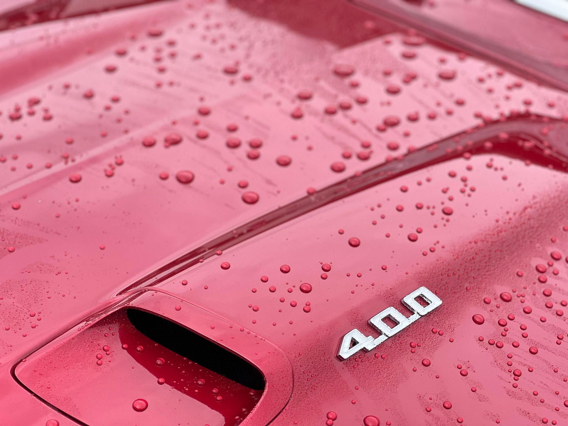 Red car hood with