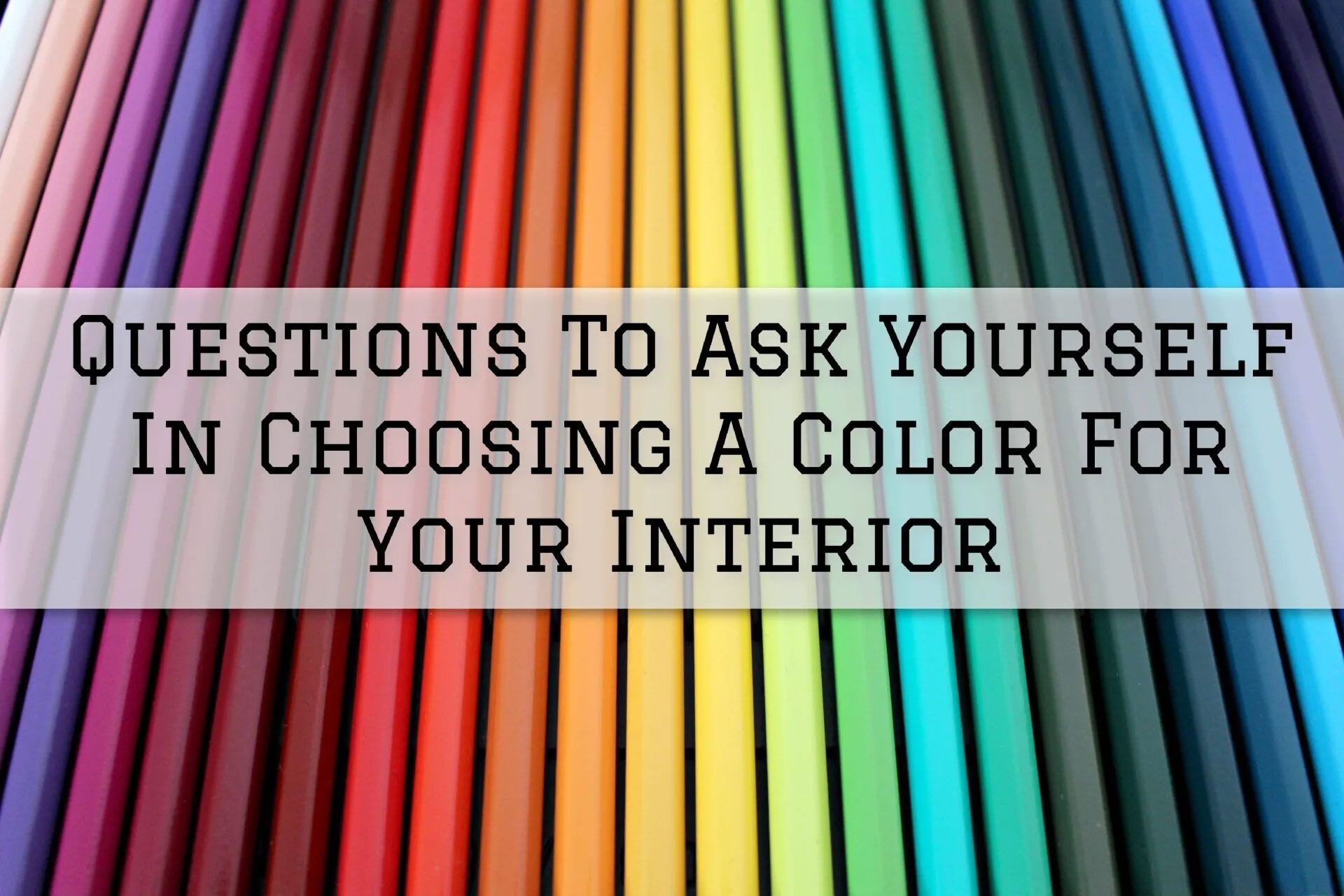 Rows of colored pencils; text