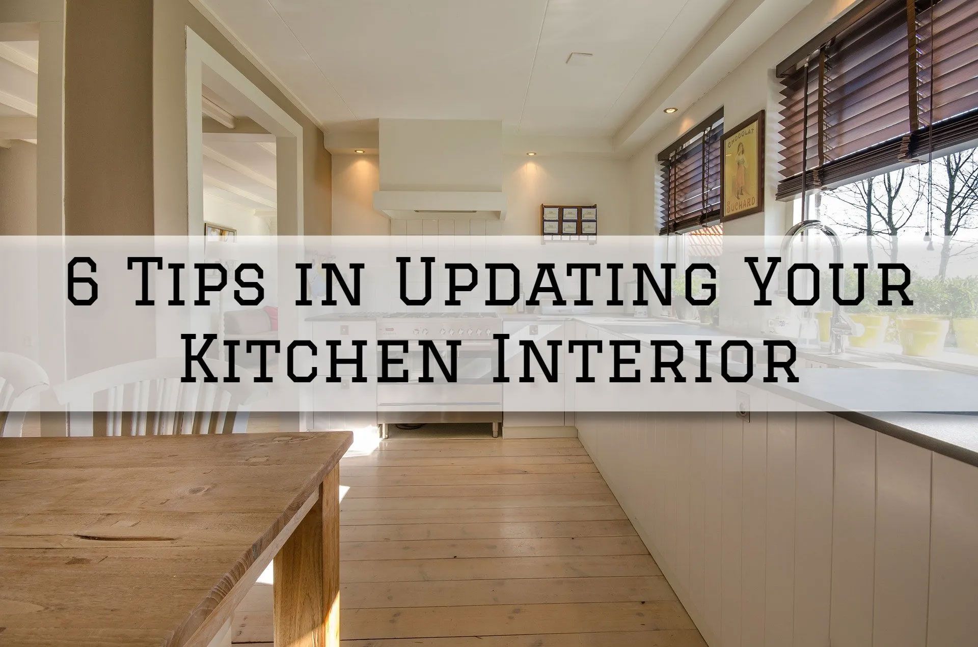 Kitchen interior with text overlay