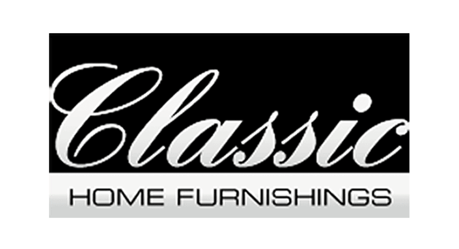 Classic Home Furnishings logo: white script text