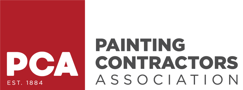 The logo for the painting contractors association is red and white.
