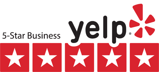 A yelp logo with five stars on it
