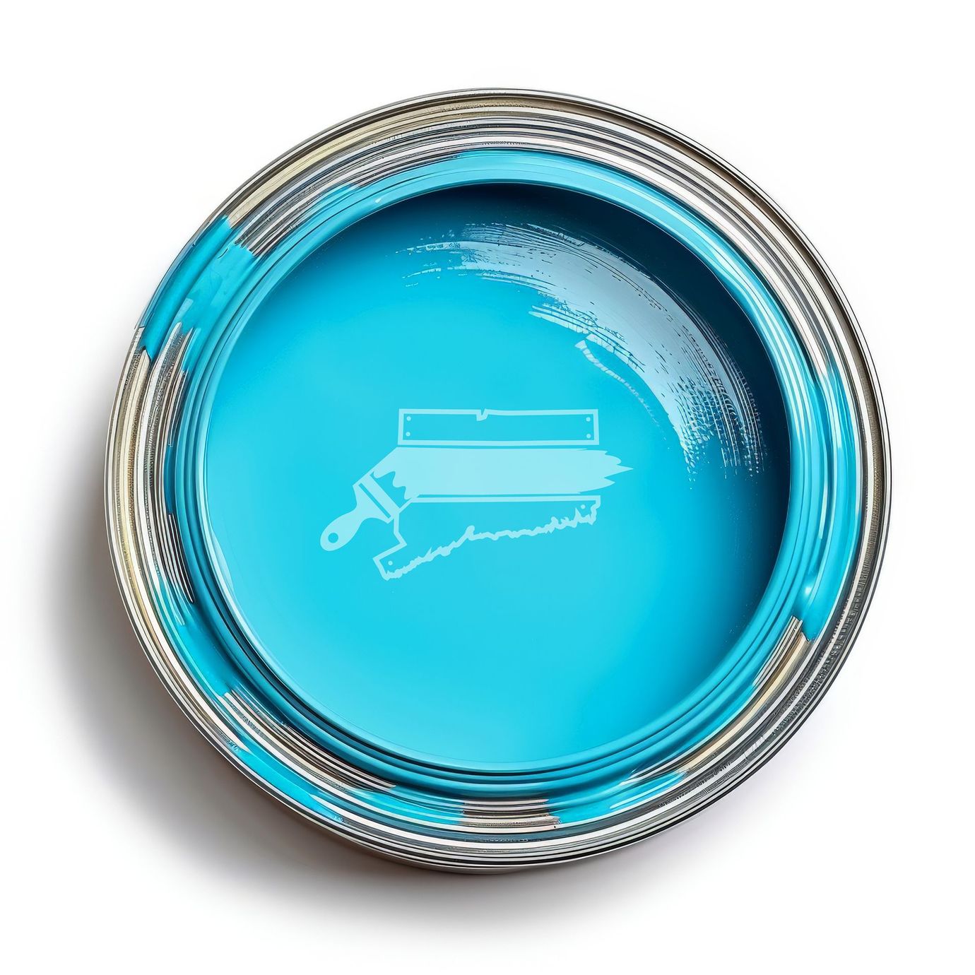 A can of blue paint.