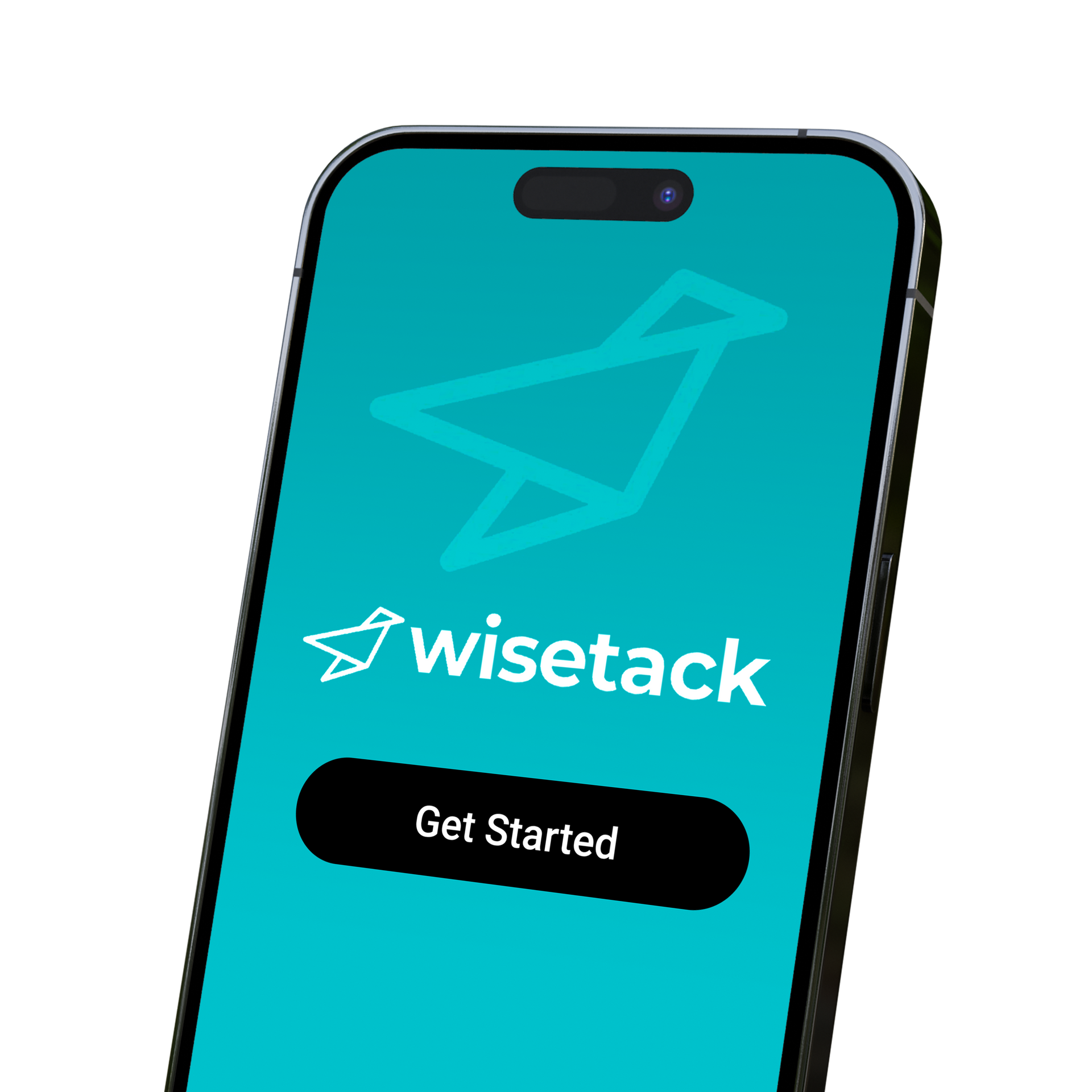 Smartphone with turquoise screen displaying the